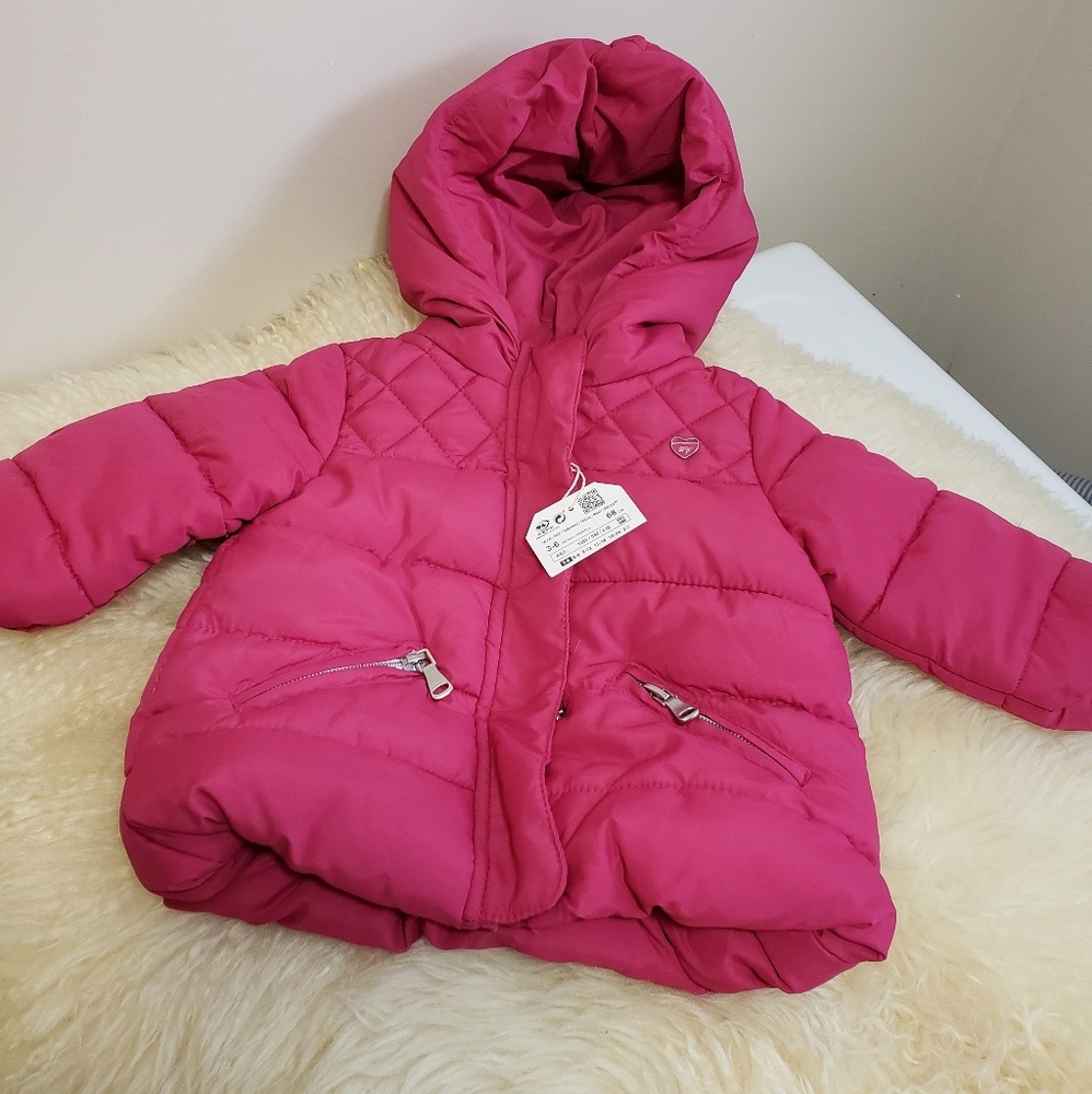 NEW ZARA PINK BABY TODDLER PUFFER WINTER COAT